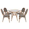 Flash Furniture Lourdes French Bistro 31.5in. Table, Black and White PE Rattan, Glass Top w/4 Stack Chairs SDA-AD641012-80-4002A-BKWH-NAT-GG - alternate 2